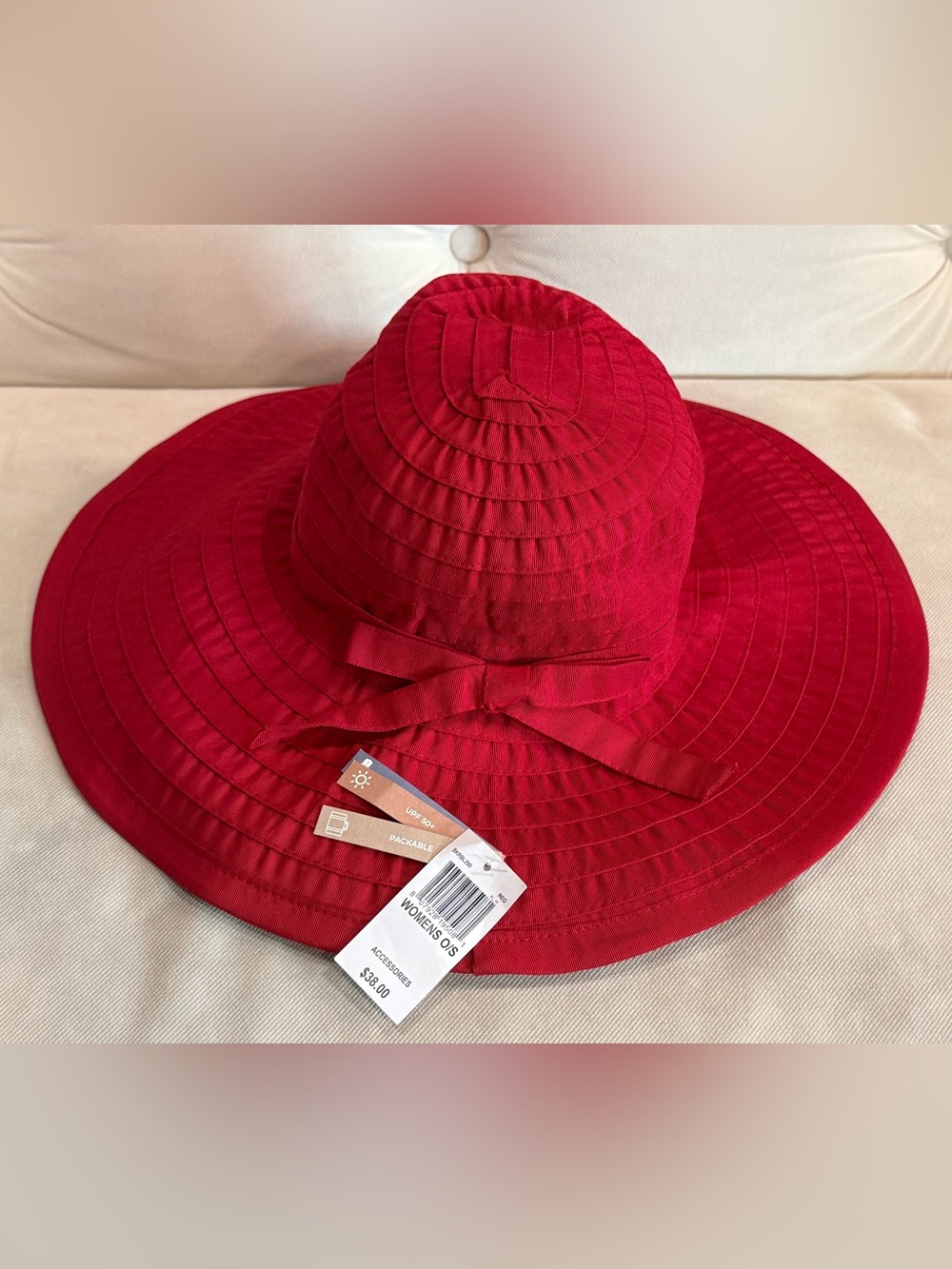 New San Diego Hat Company Women's Wide-Brim Packable Sun Hat - Red